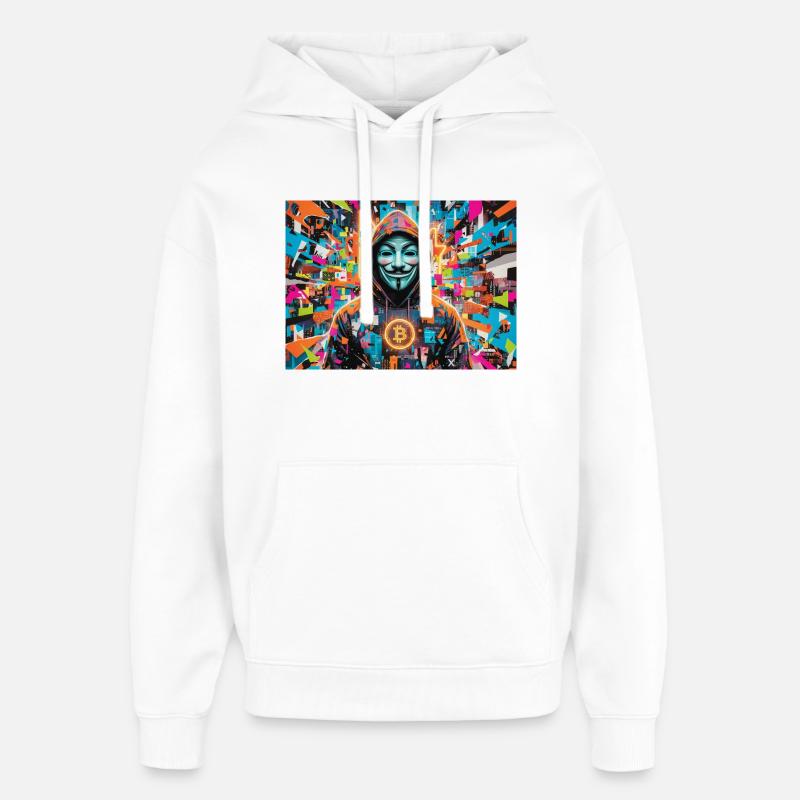 Bitcoin Bazooka - PopArt - Satoshi 3 - Sweat à capuche unisexe Stanley/Stella Oversized - blanc