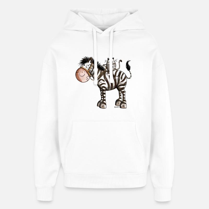 Zebra mit Katze - Oversized Unisex Hoodie von Stanley/Stella - Weiß