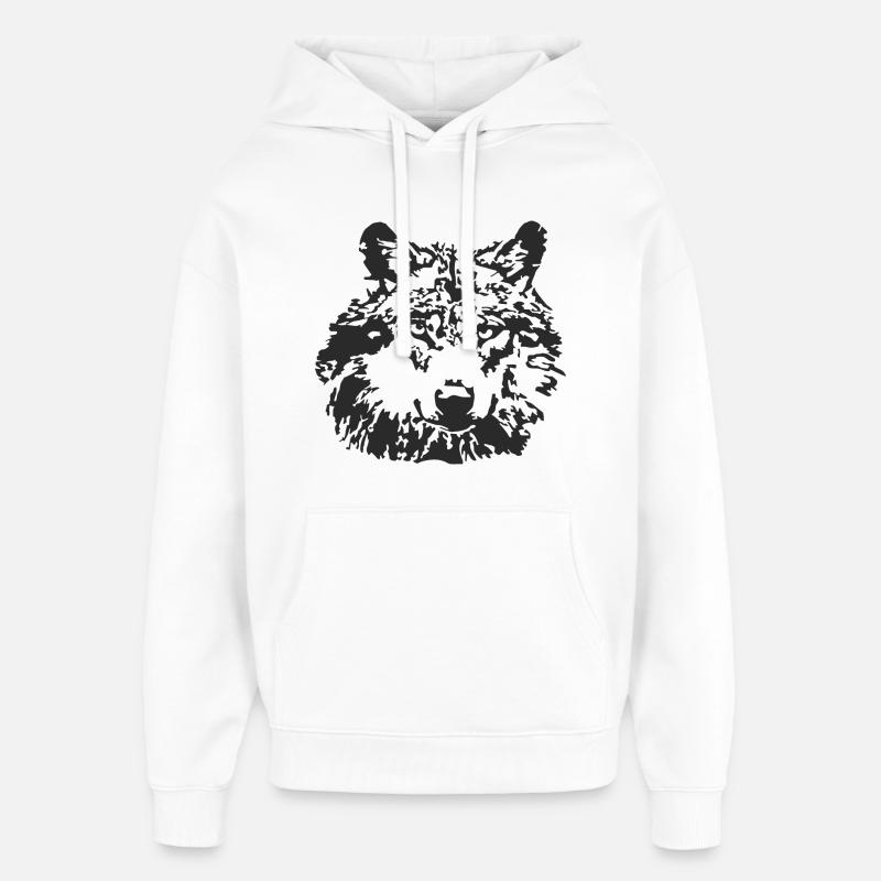 Wolf vek Wolfskopf - Sweat à capuche unisexe Stanley/Stella Oversized - blanc