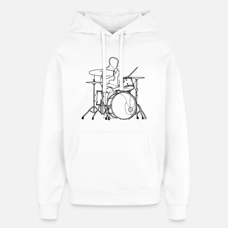 Dessin du batteur - Sweat à capuche unisexe Stanley/Stella Oversized - blanc