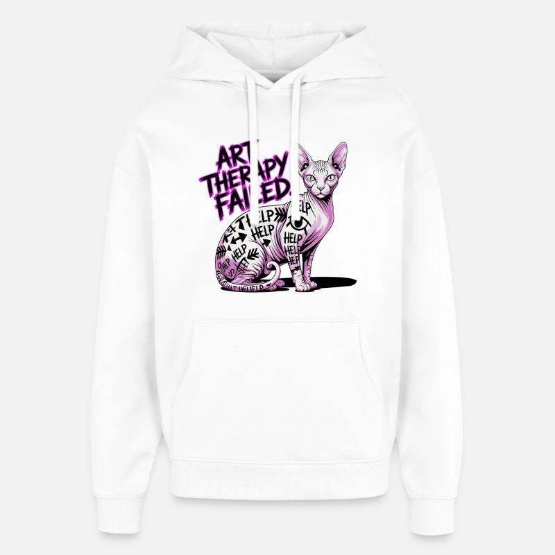Échec en art-thérapie pour chats - Sweat à capuche unisexe Stanley/Stella Oversized - blanc