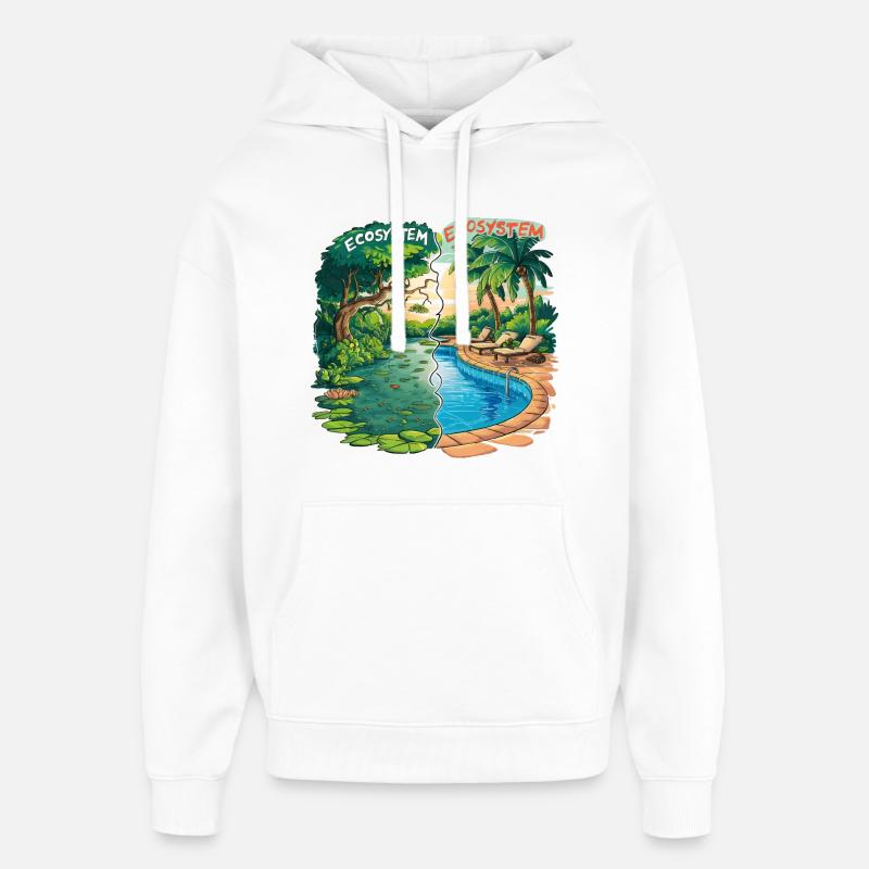 Ecosystem vs Egosystem Eco-Friendly Message - Oversized Unisex Hoodie by Stanley/Stella - white
