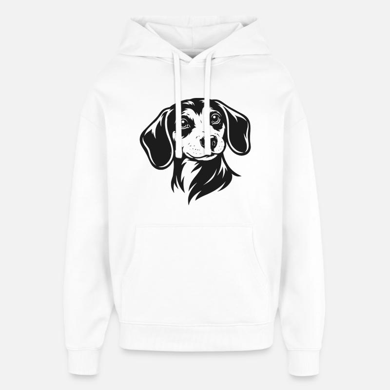 Portrait du teckel - Sweat à capuche unisexe Stanley/Stella Oversized - blanc