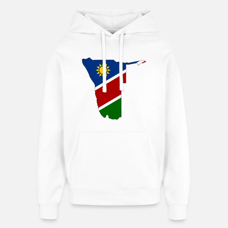 Namibia flag map - Oversized Unisex Hoodie by Stanley/Stella - white