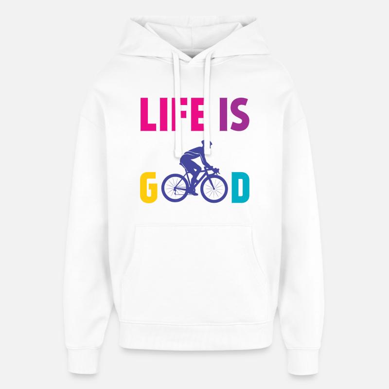 Cyclisme - La vie est belle - Sweat à capuche unisexe Stanley/Stella Oversized - blanc
