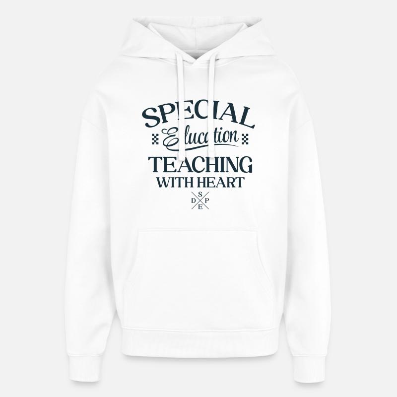 Éducation spécialisée - Enseigner avec le cœur - Sweat à capuche unisexe Stanley/Stella Oversized - blanc