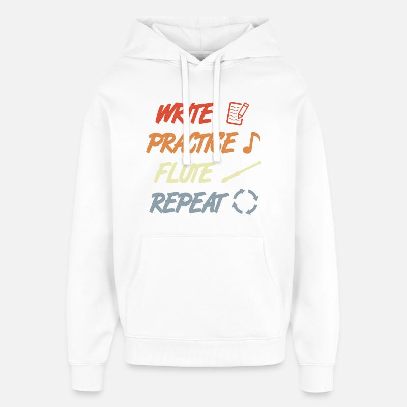 Write Practice Flute Repeat - Oversized Unisex Hoodie von Stanley/Stella - Weiß