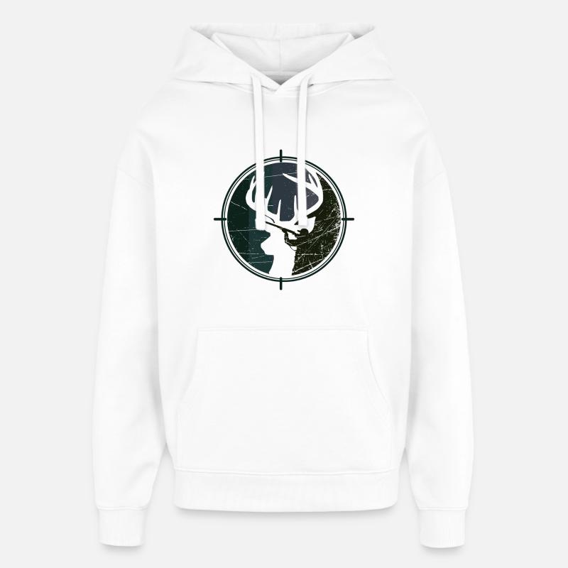 Chasseur - Chasse - Cerf - Sweat à capuche unisexe Stanley/Stella Oversized - blanc