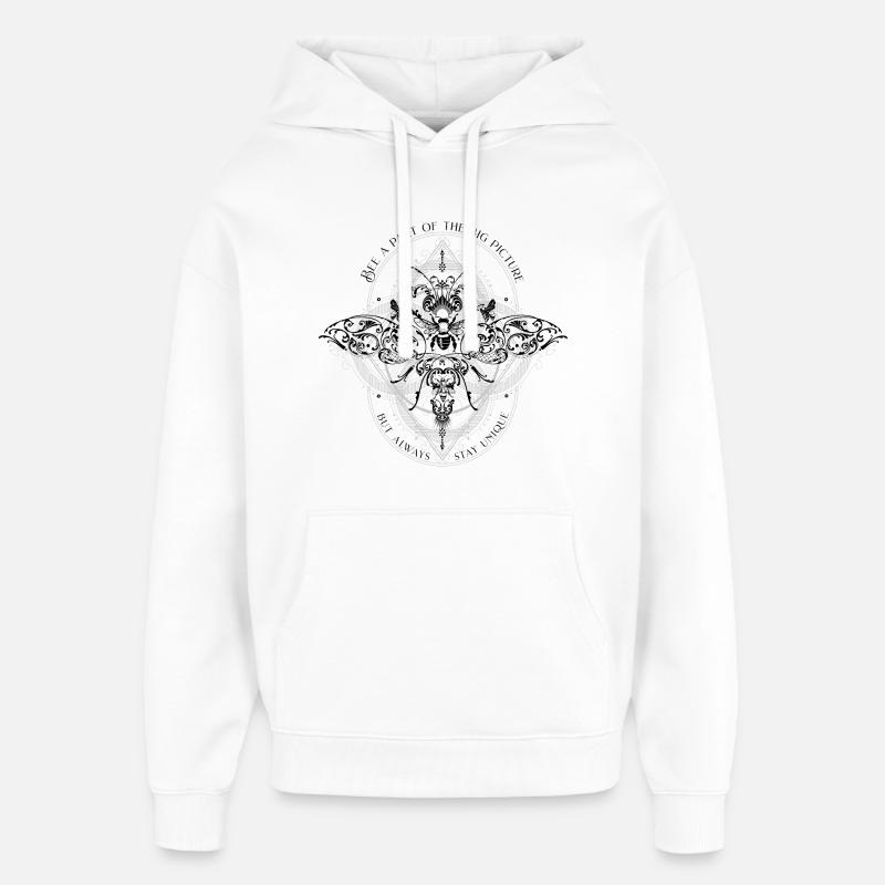 Bee Psychedelic Geometry Pattern cool dicton - Sweat à capuche unisexe Stanley/Stella Oversized - blanc