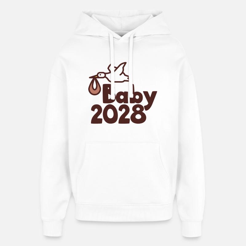 Bébé cigogne 2028 - Sweat à capuche unisexe Stanley/Stella Oversized - blanc