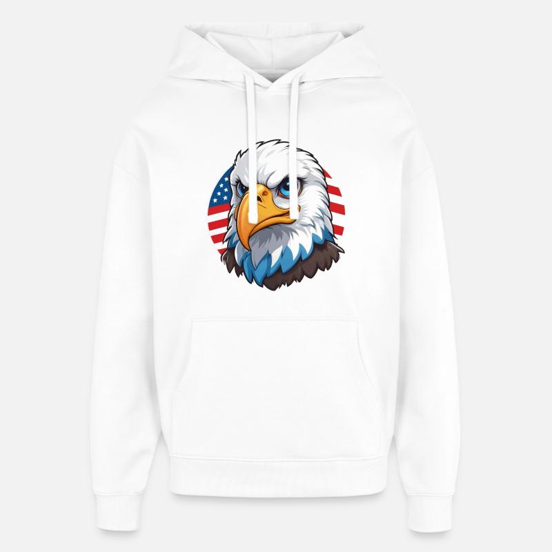 USA Flag Eaglehead Bald Eagle - Oversized Unisex Hoodie by Stanley/Stella - white