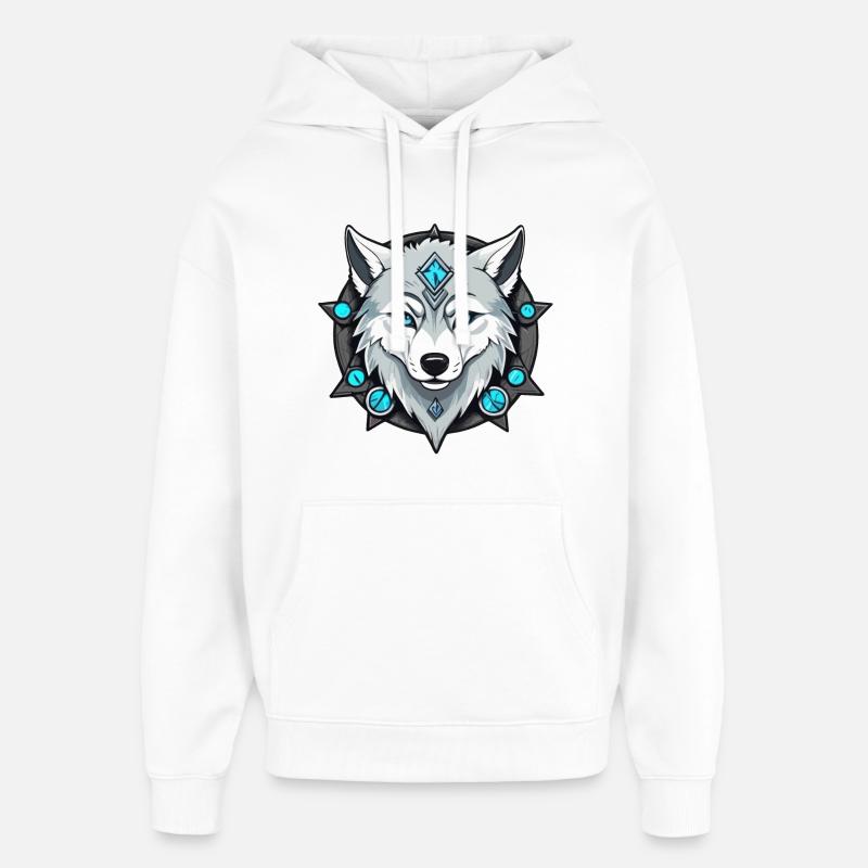 Loup de glace - Sweat à capuche unisexe Stanley/Stella Oversized - blanc