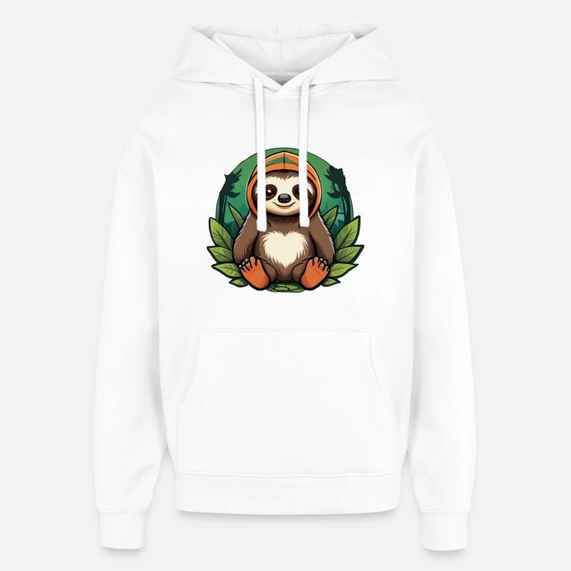 Paresseux dans la forêt - Sweat à capuche unisexe Stanley/Stella Oversized - blanc