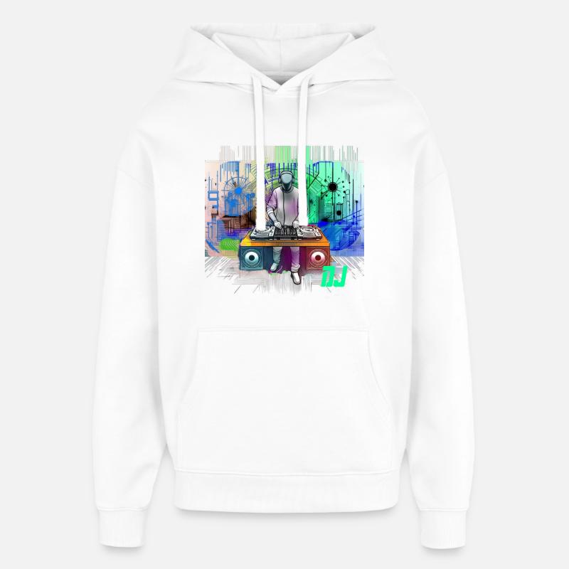 Dynamischer DJ mit bunten Techno-Designs - Oversized Unisex Hoodie von Stanley/Stella - Weiß