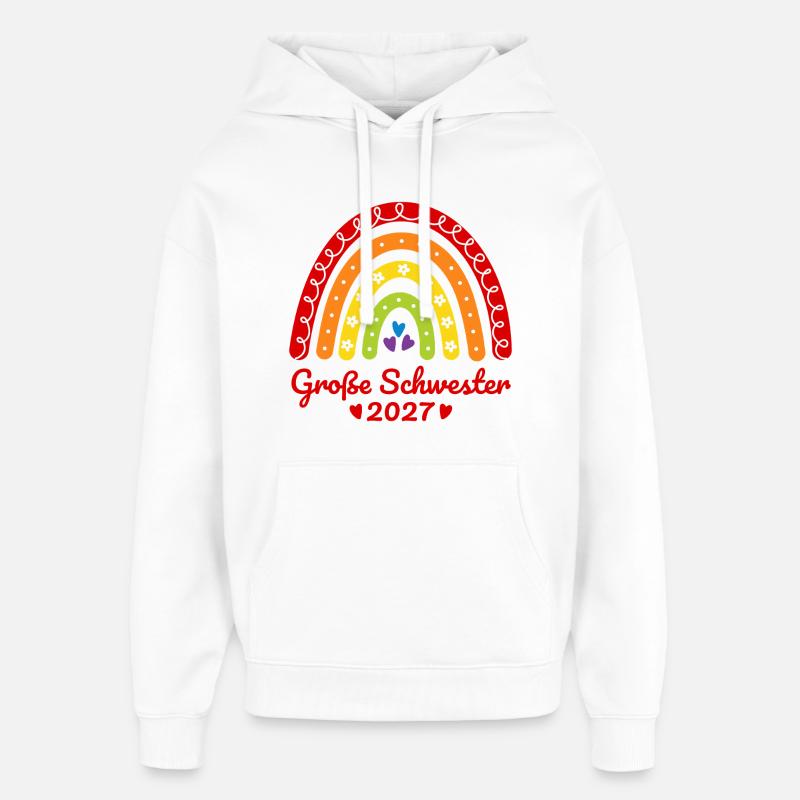 Große Schwester 2027 Boho Regenbogen bunt - Oversized Unisex Hoodie von Stanley/Stella - Weiß