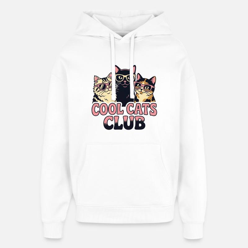 Club des Chats Cool - Sweat à capuche unisexe Stanley/Stella Oversized - blanc