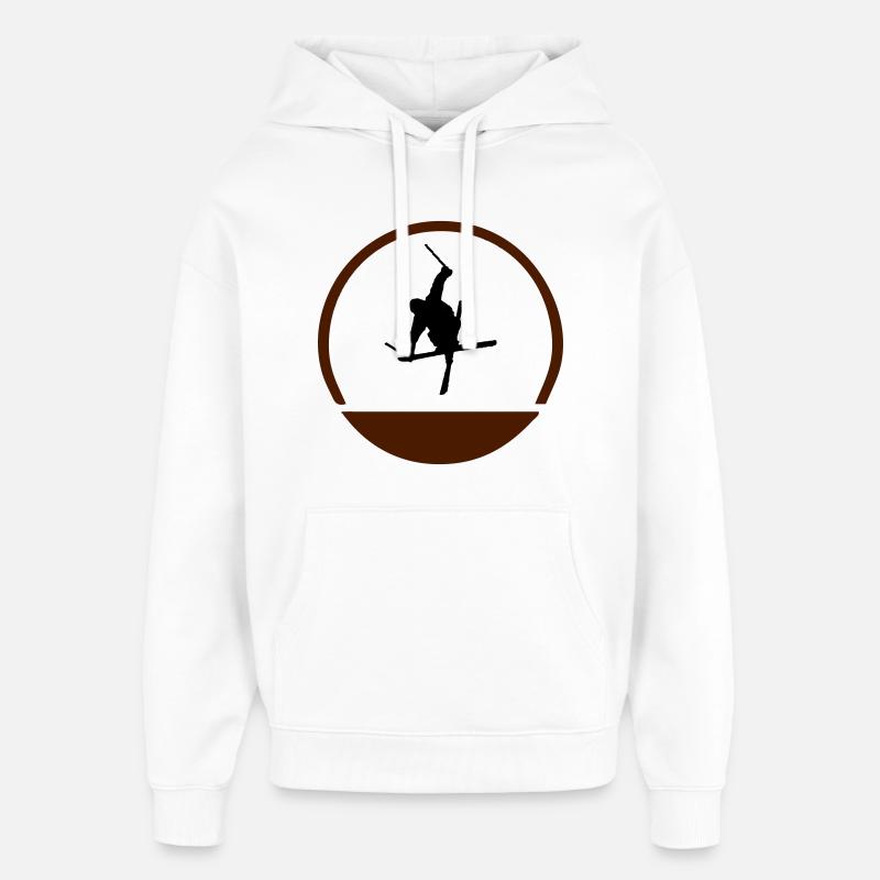 Logo de sauteur à ski - Sweat à capuche unisexe Stanley/Stella Oversized - blanc