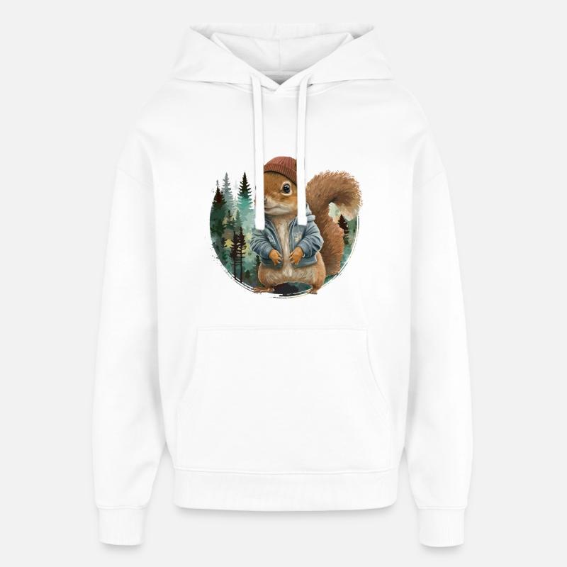 Écureuil mignon - Sweat à capuche unisexe Stanley/Stella Oversized - blanc