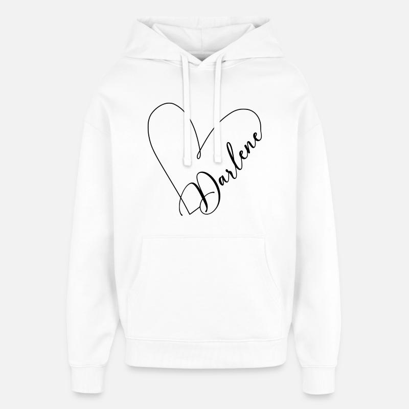 Darlene Nom Ligne de coeur - Sweat à capuche unisexe Stanley/Stella Oversized - blanc