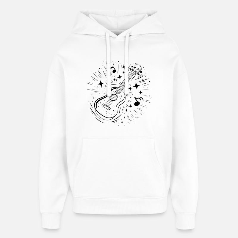 Ukulélé Dessin au trait - Sweat à capuche unisexe Stanley/Stella Oversized - blanc