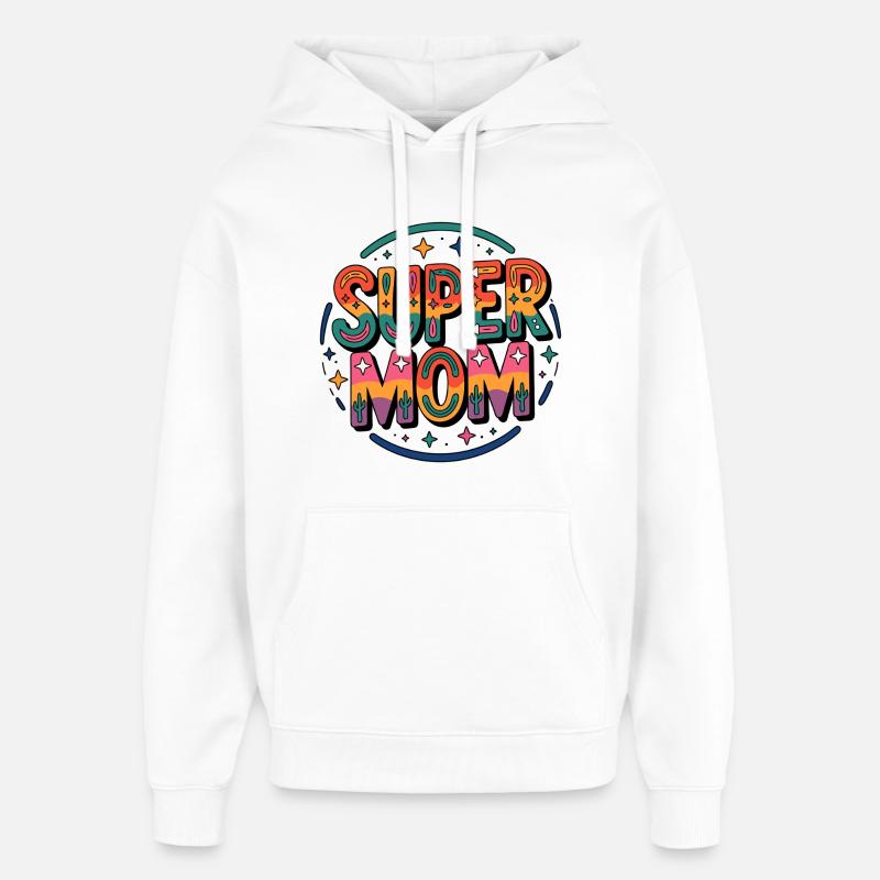 Super Mom Rétro Arc-en-ciel - Sweat à capuche unisexe Stanley/Stella Oversized - blanc