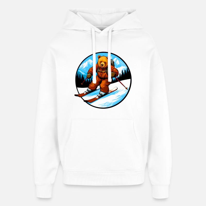 Ski Bear - Sweat à capuche unisexe Stanley/Stella Oversized - blanc