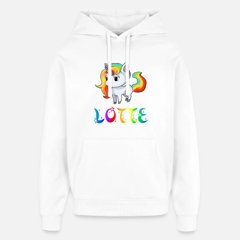 Lotte Einhorn - Sweat à capuche unisexe Stanley/Stella Oversized - blanc