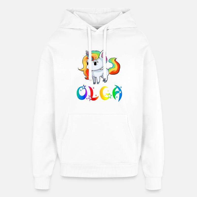 Unicorn Olga - Sweat à capuche unisexe Stanley/Stella Oversized - blanc