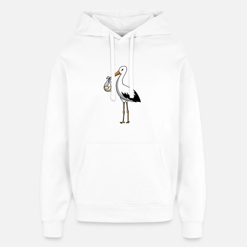 La cigogne amène le bébé - Sweat à capuche unisexe Stanley/Stella Oversized - blanc