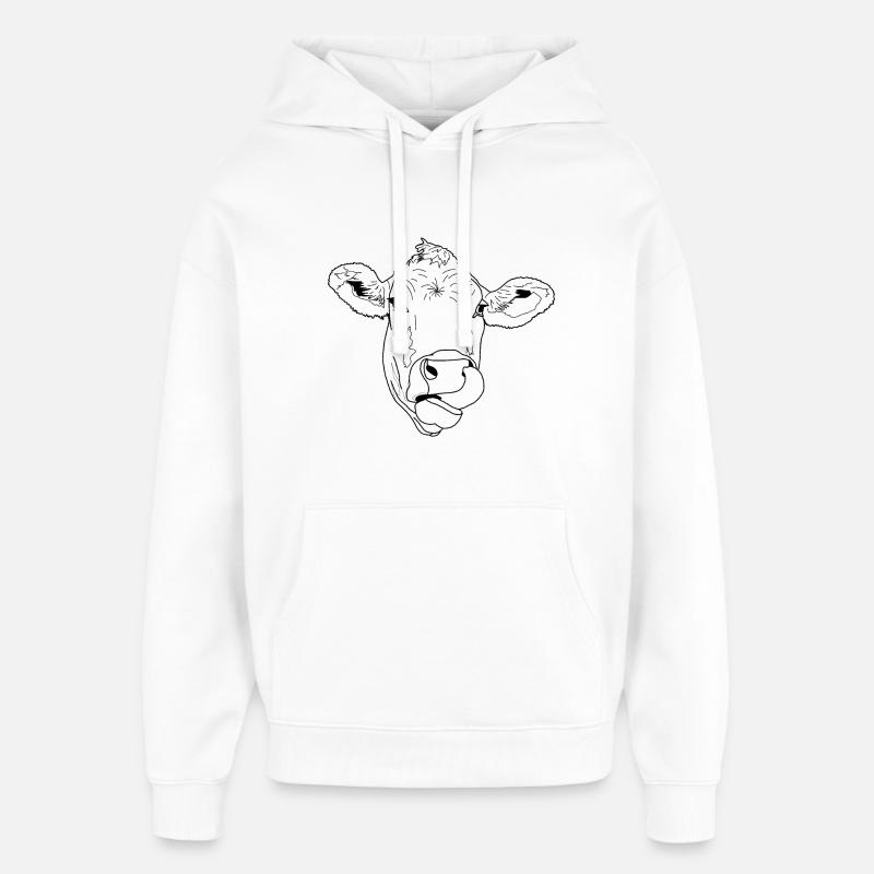 Vache léchant - Sweat à capuche unisexe Stanley/Stella Oversized - blanc
