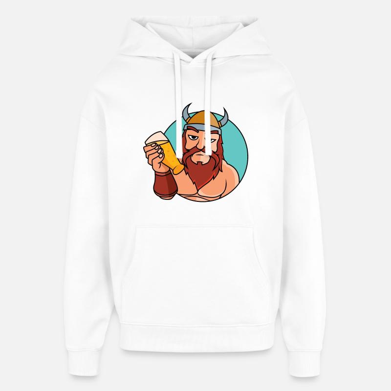 Wikinger mit Bierglas - Oversized Unisex Hoodie von Stanley/Stella - Weiß