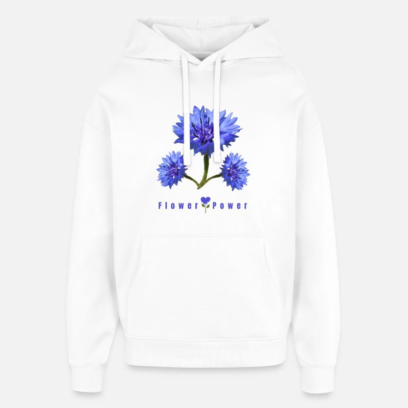 Fleur de maïs bleu - Sweat à capuche unisexe Stanley/Stella Oversized - blanc