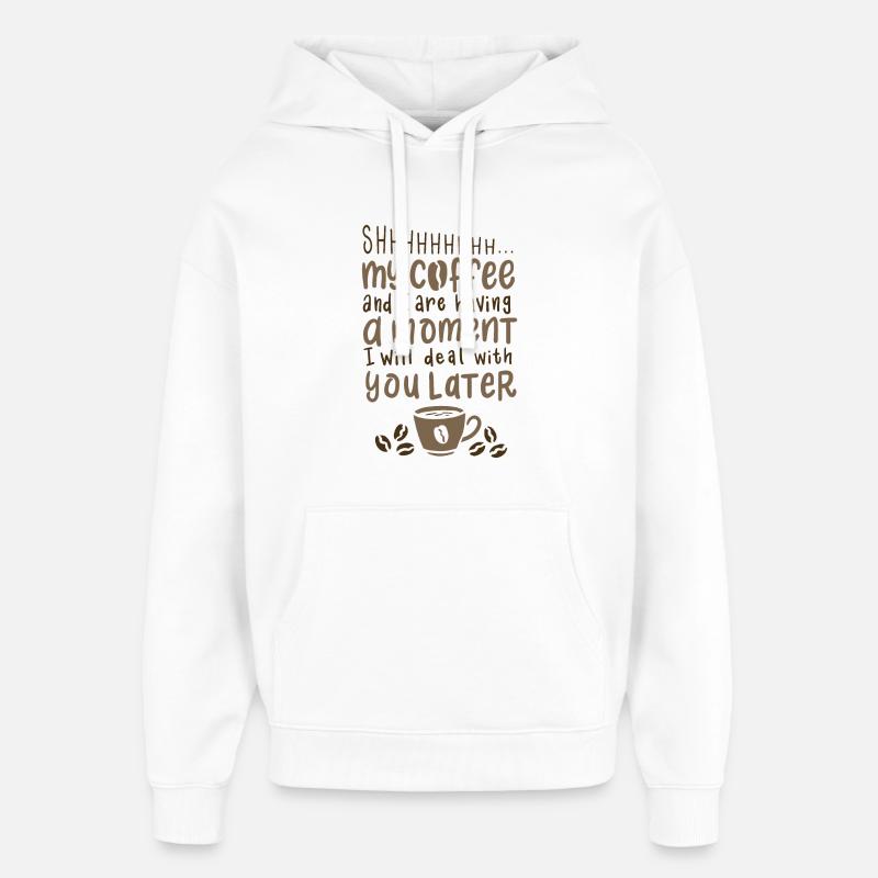 Café sort - Sweat à capuche unisexe Stanley/Stella Oversized - blanc