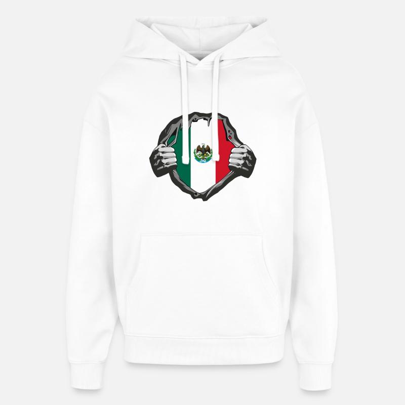 Motif drapeau du Mexique - Sweat à capuche unisexe Stanley/Stella Oversized - blanc