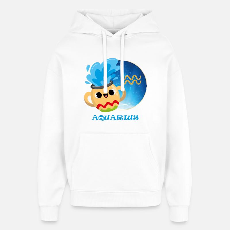 Signe du zodiaque Verseau - Sweat à capuche unisexe Stanley/Stella Oversized - blanc