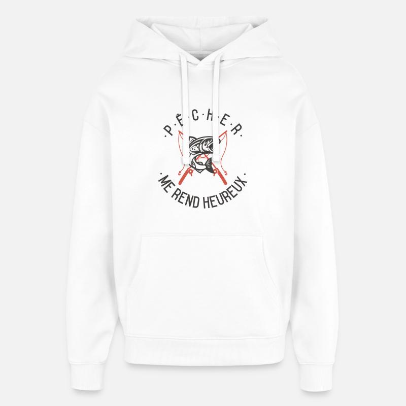 Pêcher me rend heureux - Sweat à capuche unisexe Stanley/Stella Oversized - blanc
