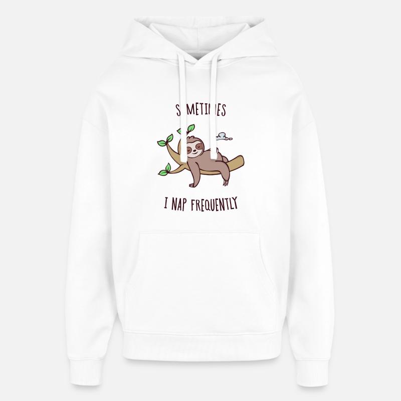 Sleeping Sloth Déclaration Jungle animale fatiguée - Sweat à capuche unisexe Stanley/Stella Oversized - blanc