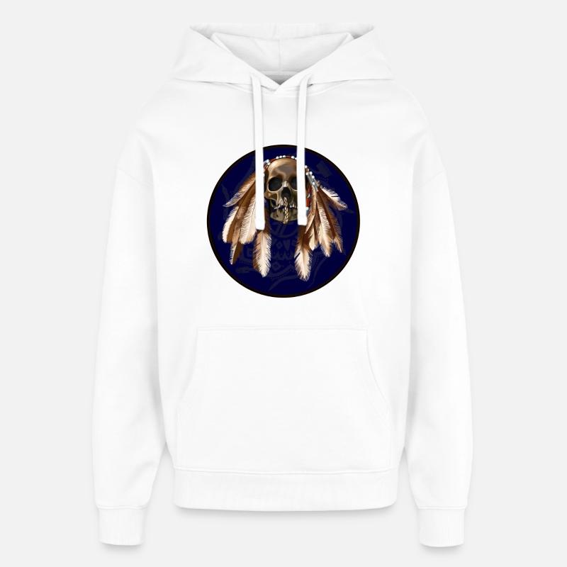 scull avec des plumes autour - Sweat à capuche unisexe Stanley/Stella Oversized - blanc