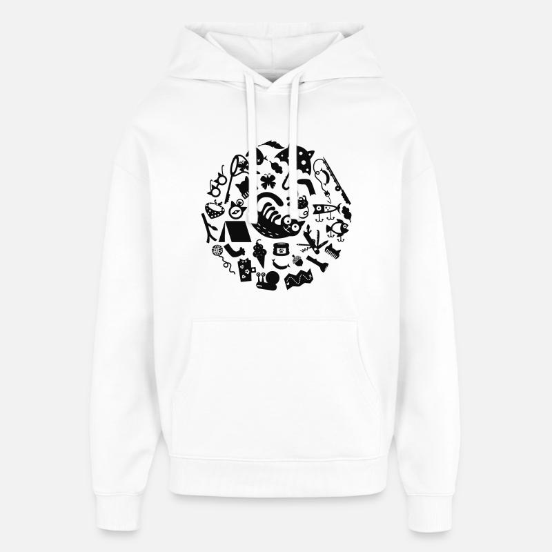 Cat Camping L Noir - Sweat à capuche unisexe Stanley/Stella Oversized - blanc