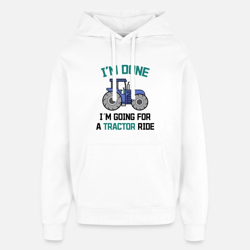 Bauer Traktor Statement Bauernhof Landwirtschaft - Oversized Unisex Hoodie von Stanley/Stella - Weiß