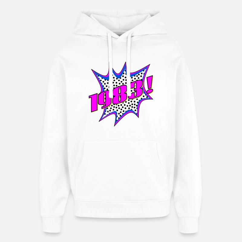 ANNÉE DE NAISSANCE POPART 1983 - Sweat à capuche unisexe Stanley/Stella Oversized - blanc