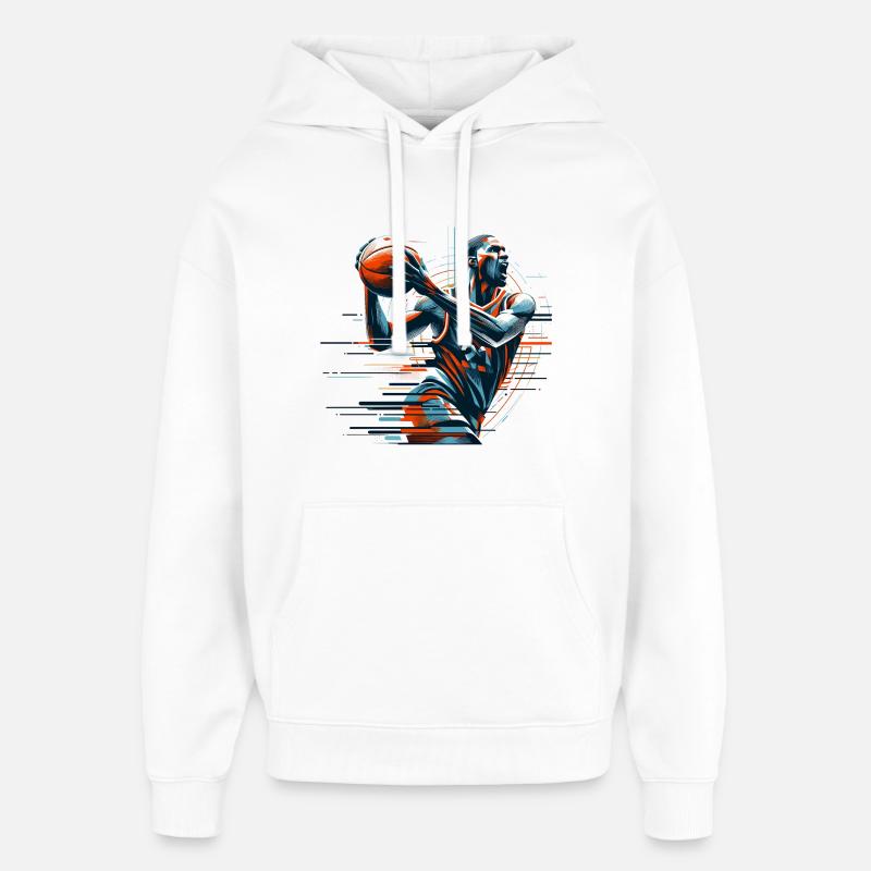 Cadeau dynamique de basket-ball - Sweat à capuche unisexe Stanley/Stella Oversized - blanc
