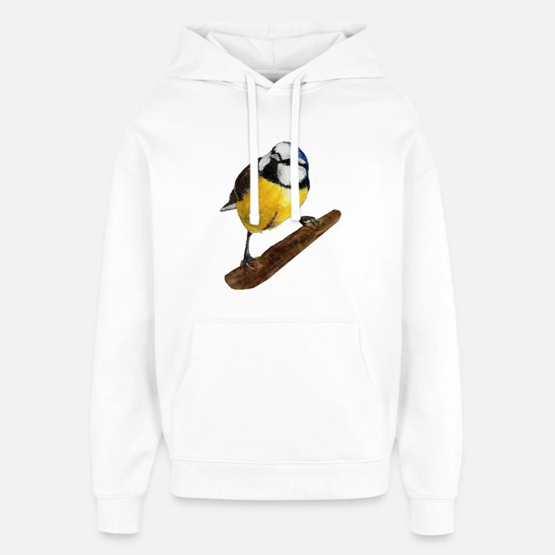 Aquarelle peinte à la main bleue - Sweat à capuche unisexe Stanley/Stella Oversized - blanc