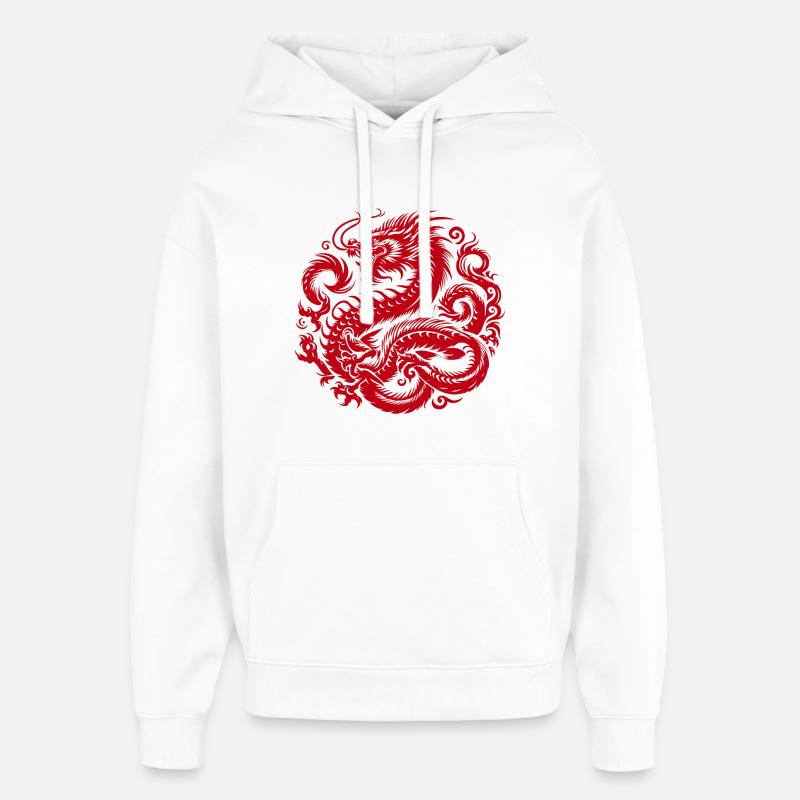 Tatouage de dragon chinois - Sweat à capuche unisexe Stanley/Stella Oversized - blanc