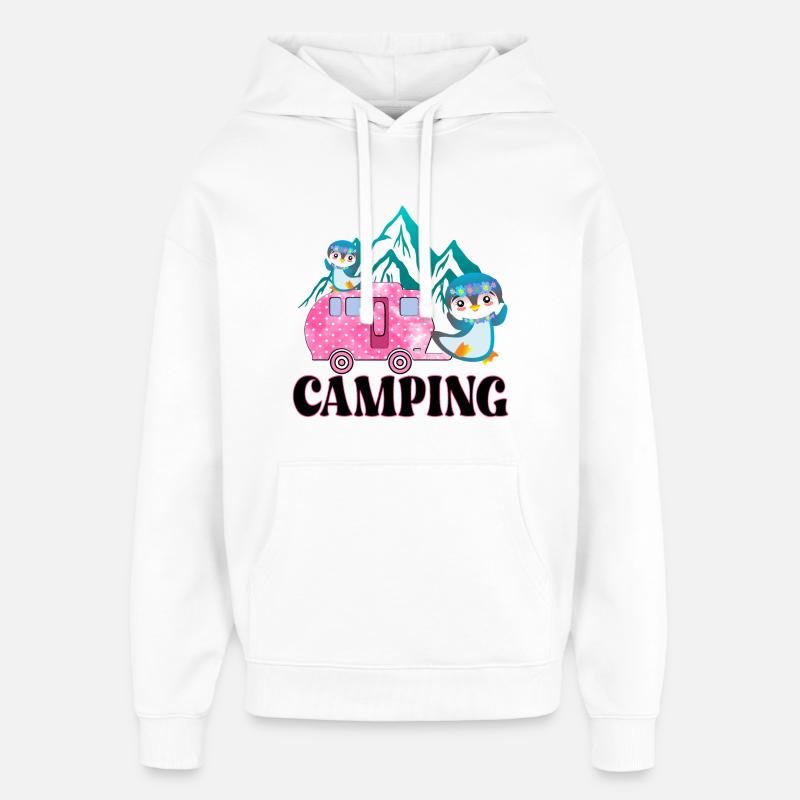 CAMPING CAMPINGSPLATZ PINGUINE - Sweat à capuche unisexe Stanley/Stella Oversized - blanc