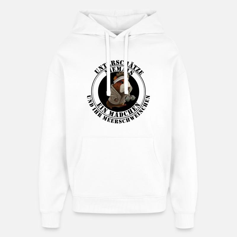 Ne sous-estimez jamais une cochone-d’Inde fille - Sweat à capuche unisexe Stanley/Stella Oversized - blanc
