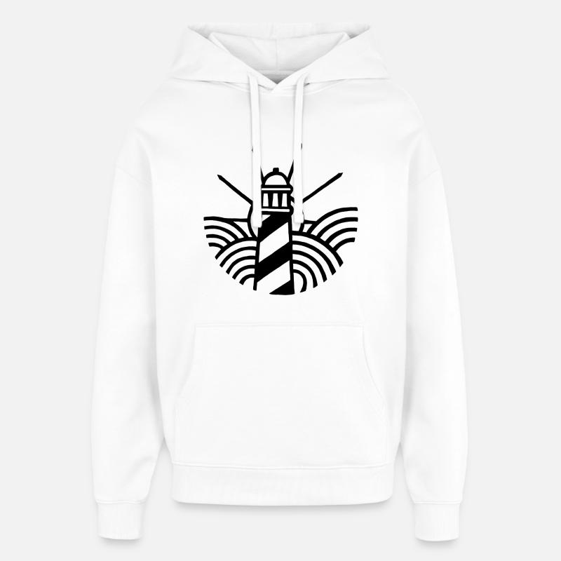 Le phare noir et l'océan - Sweat à capuche unisexe Stanley/Stella Oversized - blanc