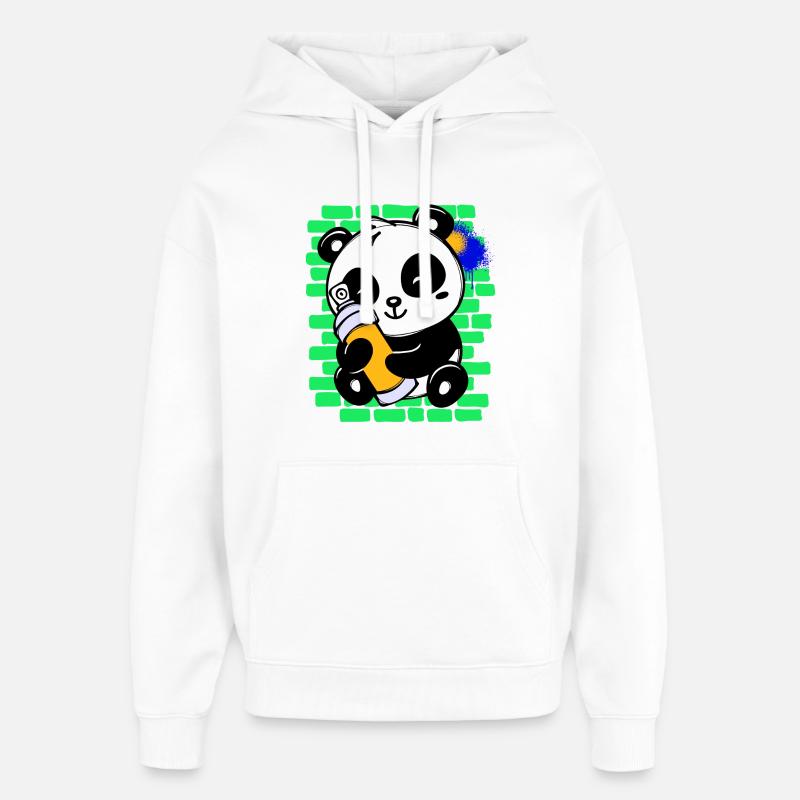 Graffiti Panda Zeichnen Illustration Spraydose - Oversized Unisex Hoodie von Stanley/Stella - Weiß