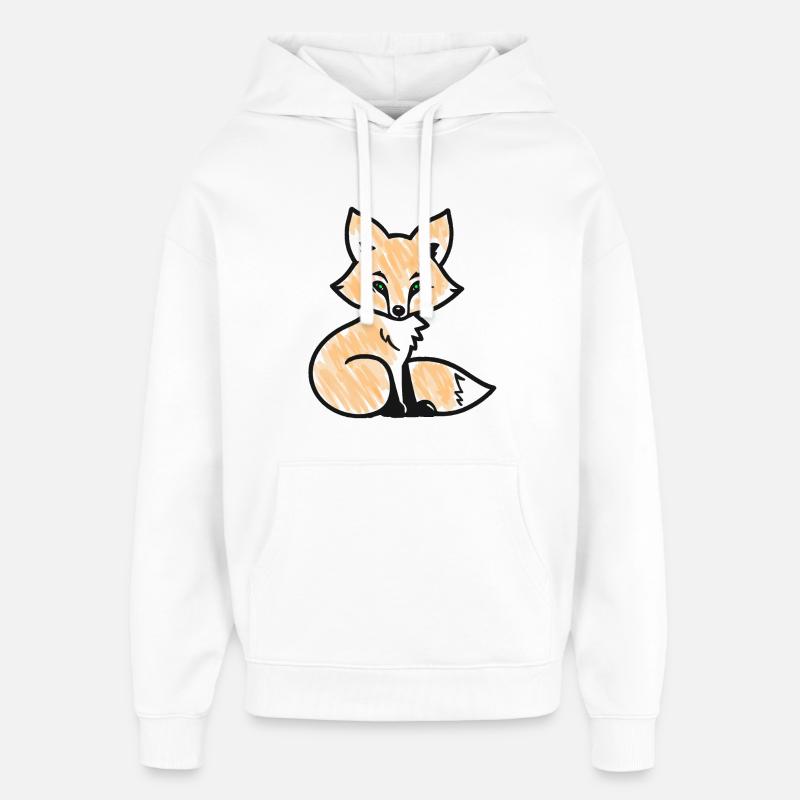 Renard roux (noir) - Sweat à capuche unisexe Stanley/Stella Oversized - blanc