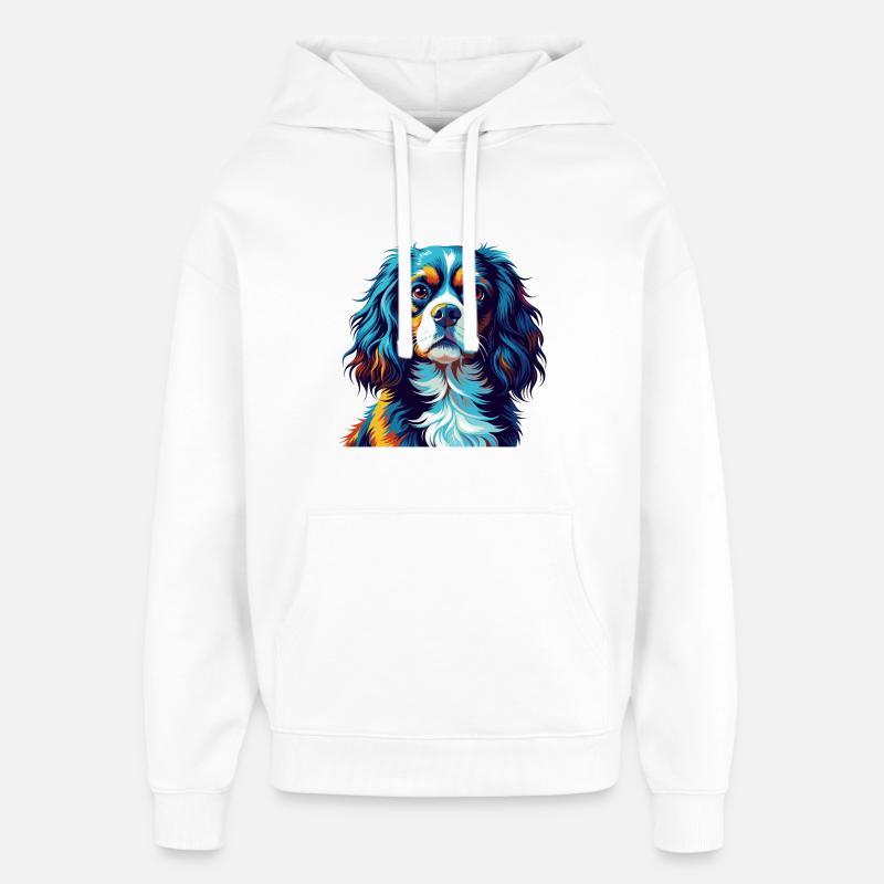 Cavalier King Charles Spaniel Hunderasse Karikatur - Oversized Unisex Hoodie von Stanley/Stella - Weiß